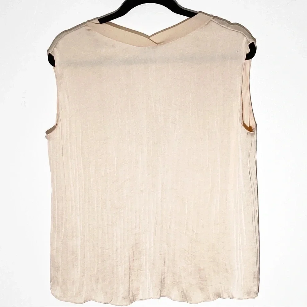 New Vince Crushed Sleeveless Double V-Neck Blouse in French Rose size Small - Picture 4 of 7